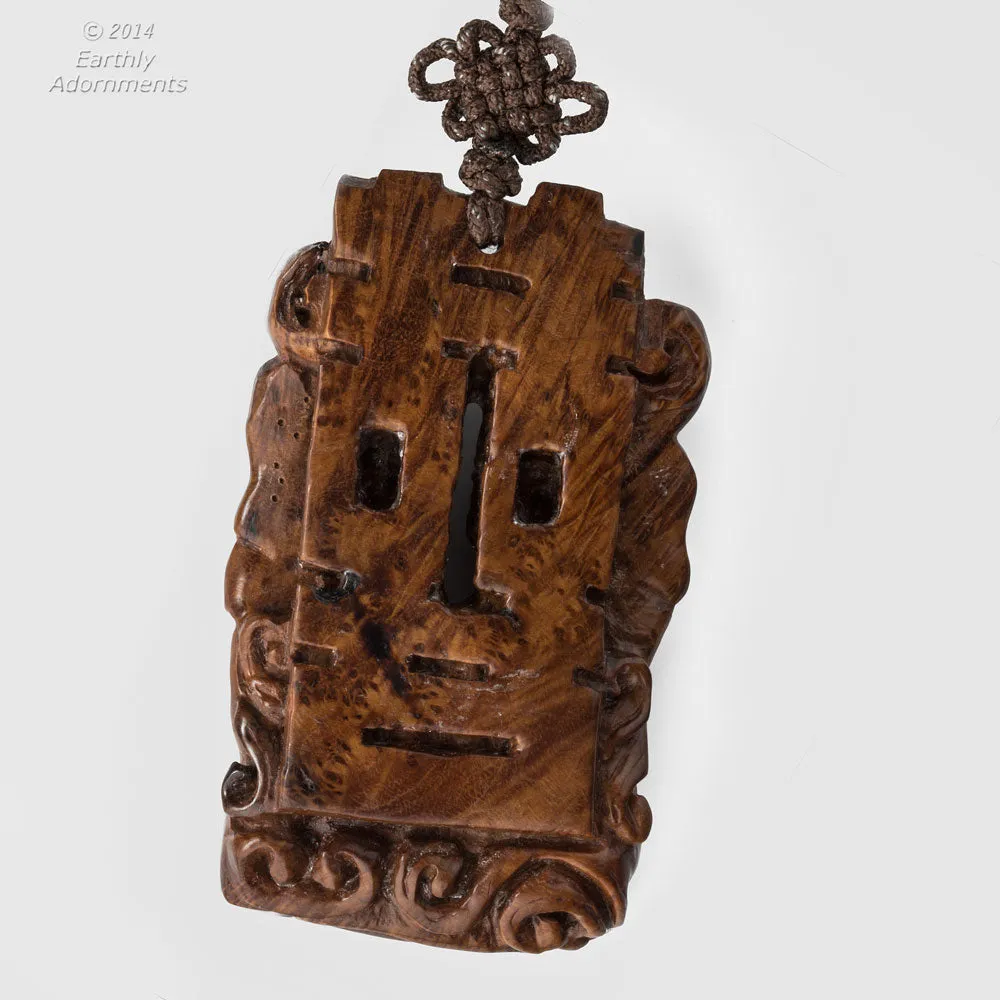 Vintage Chinese fine burlwood carved amulet depicting group of musicians. pdwo100