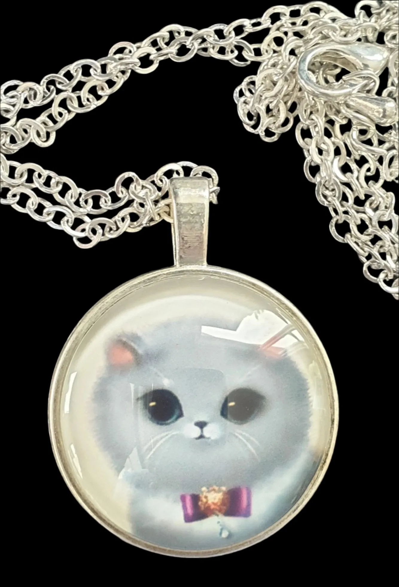 White Cat Dome Necklace