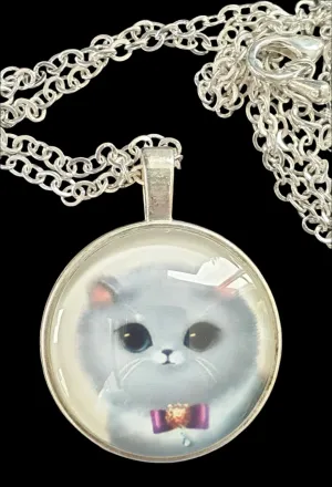 White Cat Dome Necklace