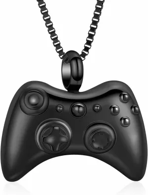 XSMZB Cremation Jewelry Game Controller Urn Necklace for Ashes Stainless Steel Gamepad Memorial Pendant Loved Ones Ashes Holder Keepsake for Men Boy
