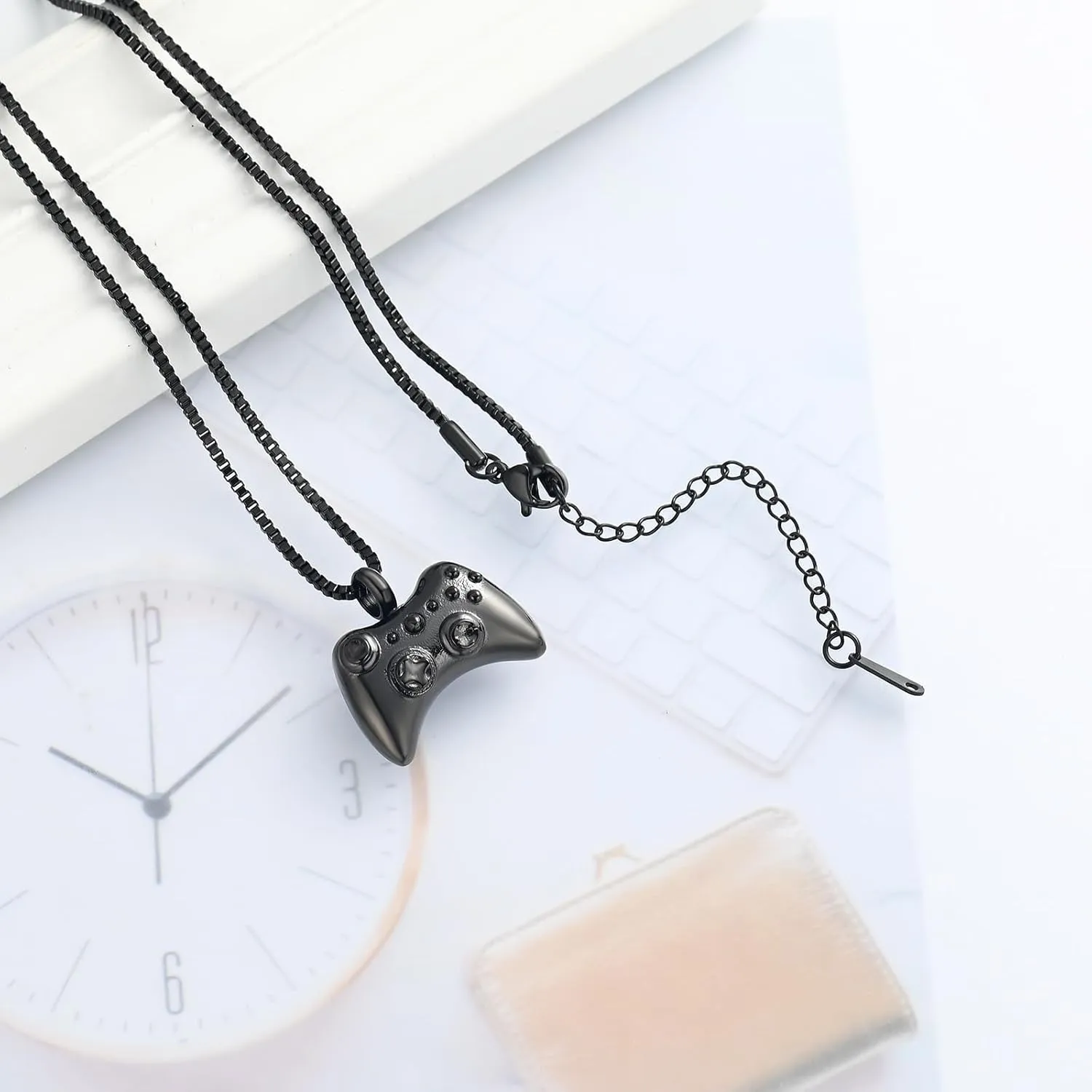 XSMZB Cremation Jewelry Game Controller Urn Necklace for Ashes Stainless Steel Gamepad Memorial Pendant Loved Ones Ashes Holder Keepsake for Men Boy