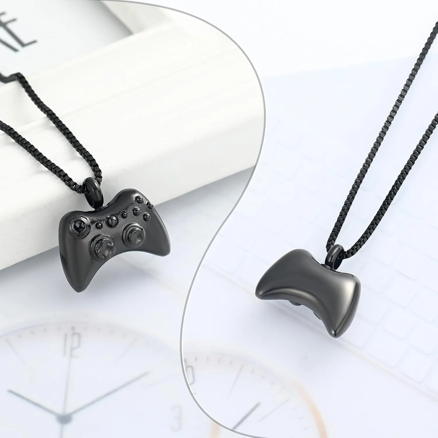 XSMZB Cremation Jewelry Game Controller Urn Necklace for Ashes Stainless Steel Gamepad Memorial Pendant Loved Ones Ashes Holder Keepsake for Men Boy