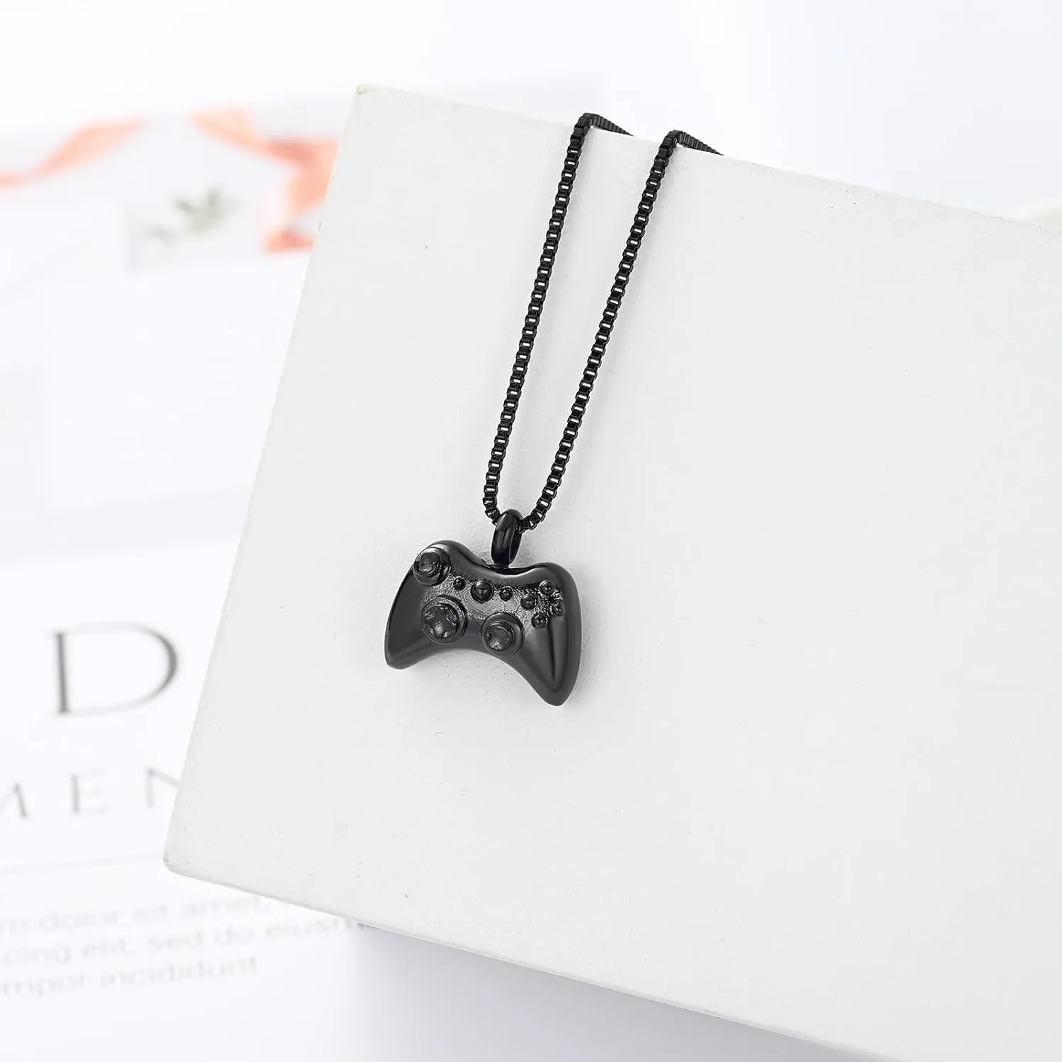 XSMZB Cremation Jewelry Game Controller Urn Necklace for Ashes Stainless Steel Gamepad Memorial Pendant Loved Ones Ashes Holder Keepsake for Men Boy