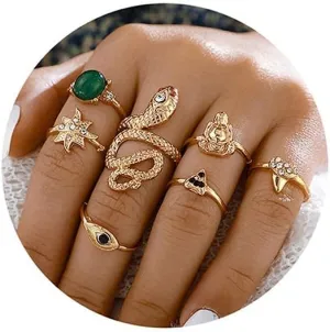 YOOESTORES82 Gold Boho Ring Sets Stackable Knuckle Ring Vintage Snake Finger Rings Set Stacking Joint Midi Trendy Rings Sets for Women