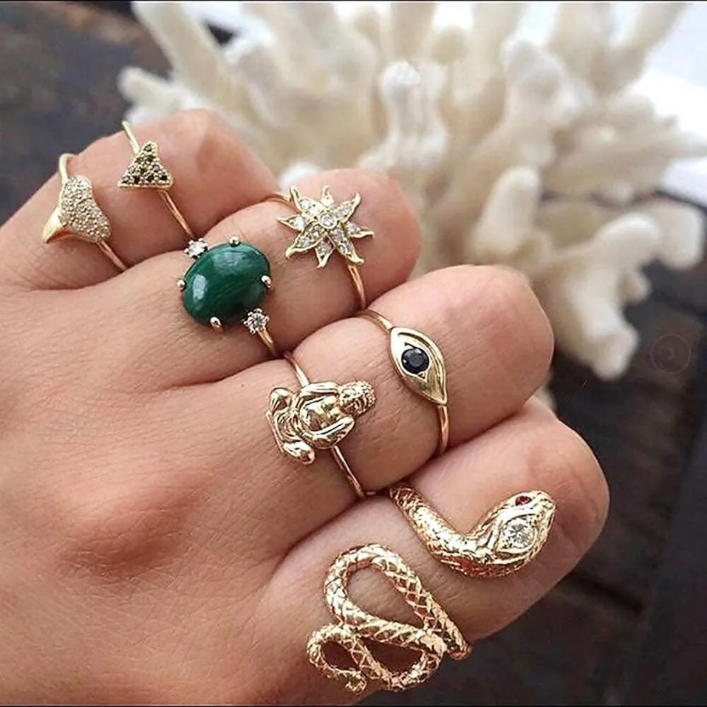 YOOESTORES82 Gold Boho Ring Sets Stackable Knuckle Ring Vintage Snake Finger Rings Set Stacking Joint Midi Trendy Rings Sets for Women