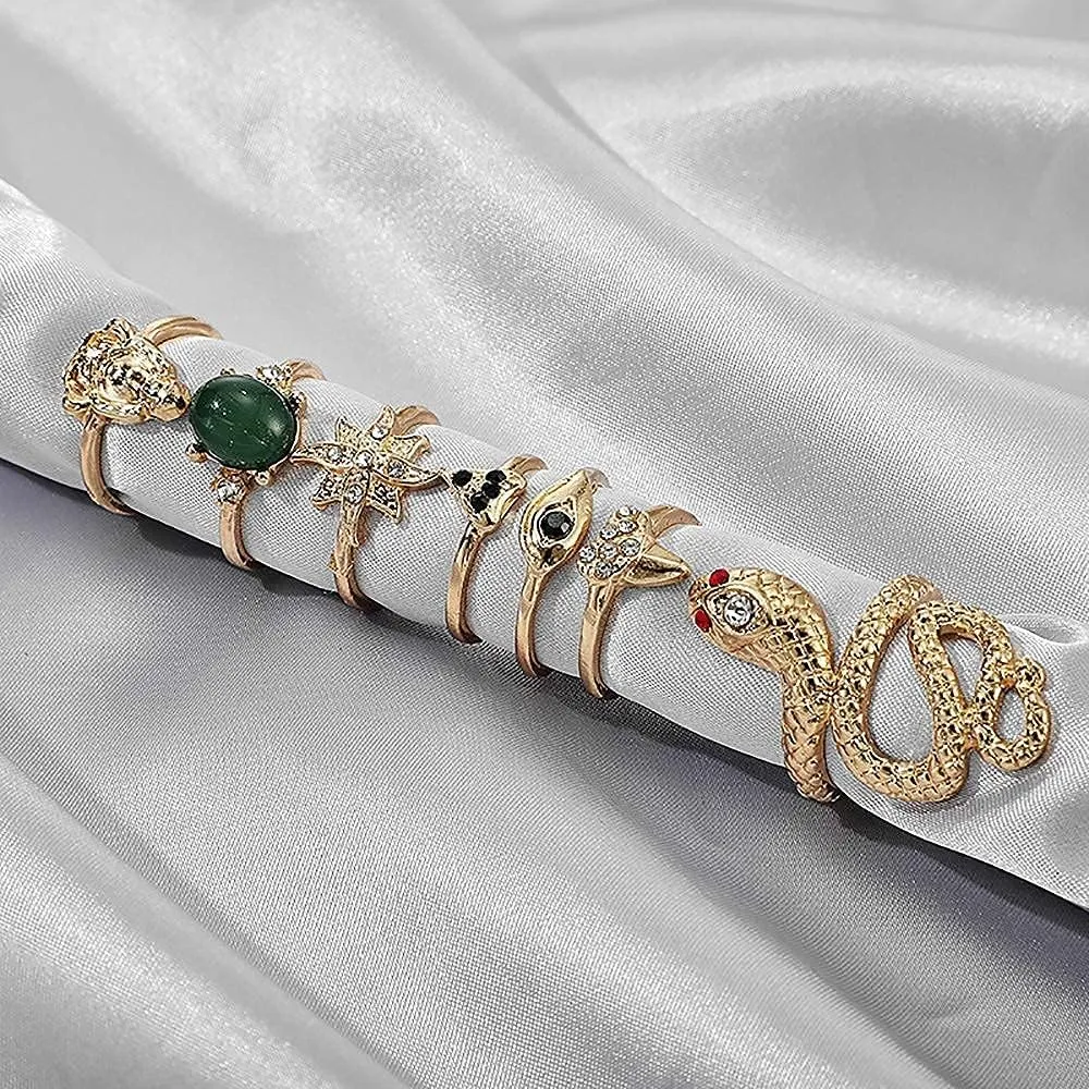 YOOESTORES82 Gold Boho Ring Sets Stackable Knuckle Ring Vintage Snake Finger Rings Set Stacking Joint Midi Trendy Rings Sets for Women