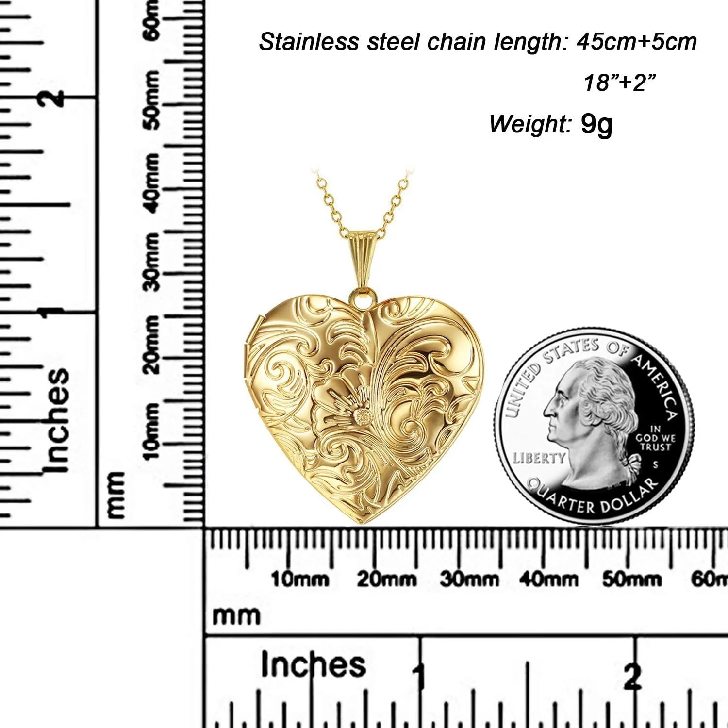 YOUFENG Locket Necklace that Holds Pictures Flower Lockets Pendant Necklaces 18K Gold Plated Gifts Jewelry