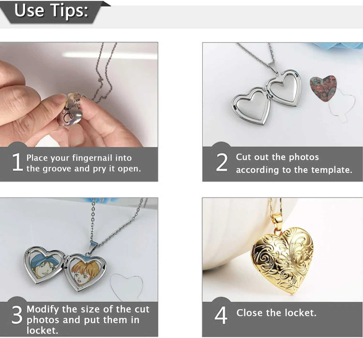 YOUFENG Locket Necklace that Holds Pictures Flower Lockets Pendant Necklaces 18K Gold Plated Gifts Jewelry