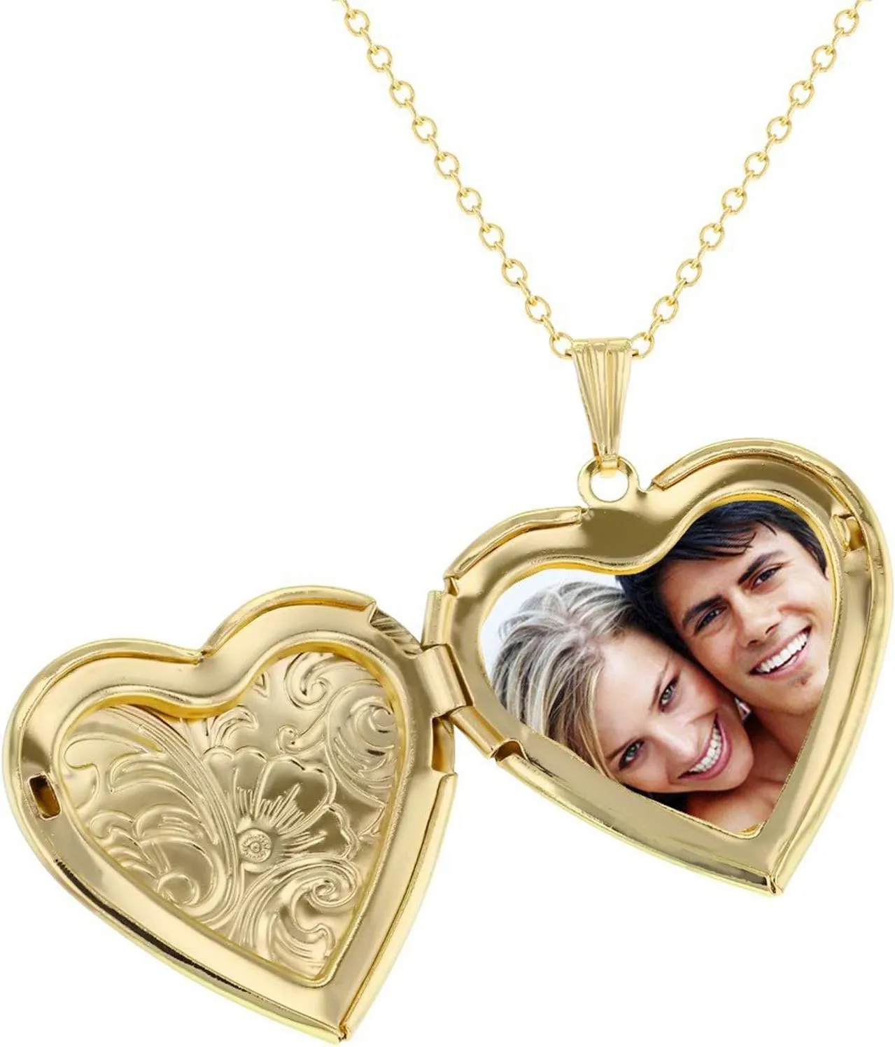 YOUFENG Locket Necklace that Holds Pictures Flower Lockets Pendant Necklaces 18K Gold Plated Gifts Jewelry