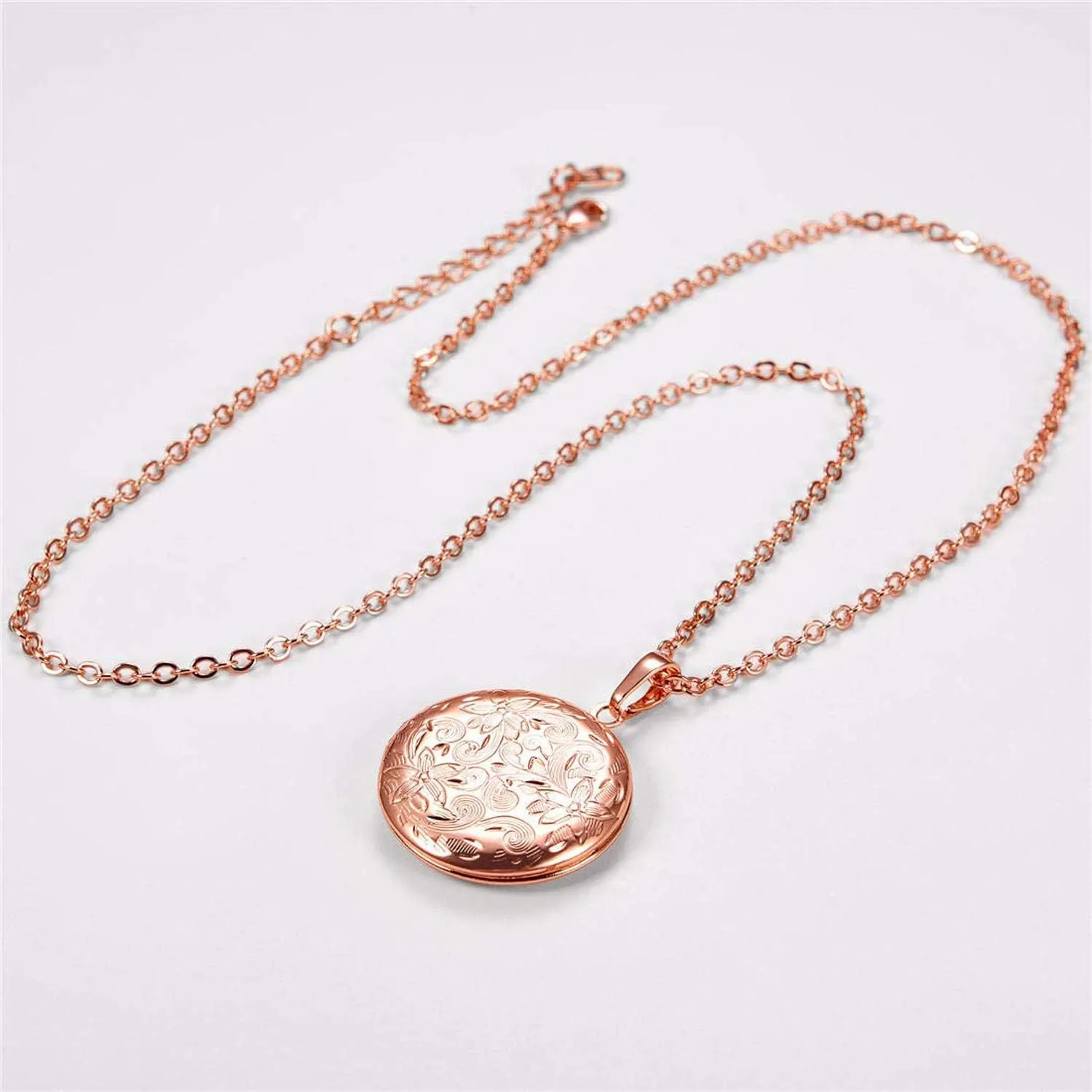 YOUFENG Locket Necklace that Holds Pictures Flower Lockets Pendant Necklaces 18K Gold Plated Gifts Jewelry